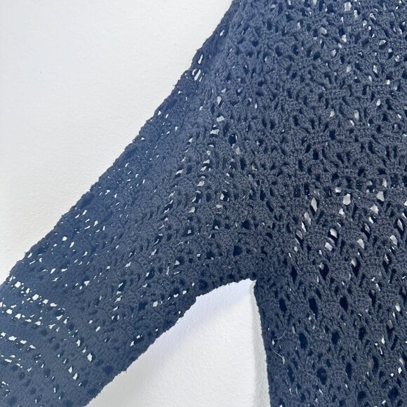 Tiara Crochet Knit Longline Beachy Witchy Feminie Fringe Boho Cardigan Women's M - Picture 4 of 7